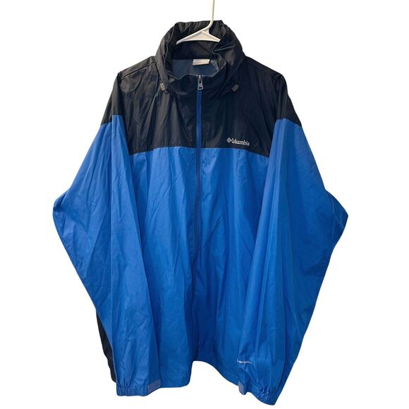 Columbia Omni-Shield Windbreaker Jacket Men's Size XXL Blue Roll-Away Hood - Picture 1 of 4